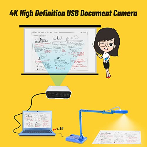 Mirabox 4K Ultra HD 3-in-1 15MP USB Document Camera/Webcam/Visualizer,Compatible with Mac OS,Windows,Chromebook for Live Demo,Web Conferencing,Distance Learning,Remote Teaching,Object Viewing - size: HSV223-1500
