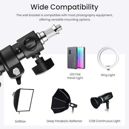 Ring Light Wall Mount with 3 Phone Holder, 19" Adjustable Ring Light with Rotatable Boom Arm, Space-Saving Overhead Lighting Solution for Studio Photography, Salon, Beauty Tattoo Light, Barber Light - size: 19inch