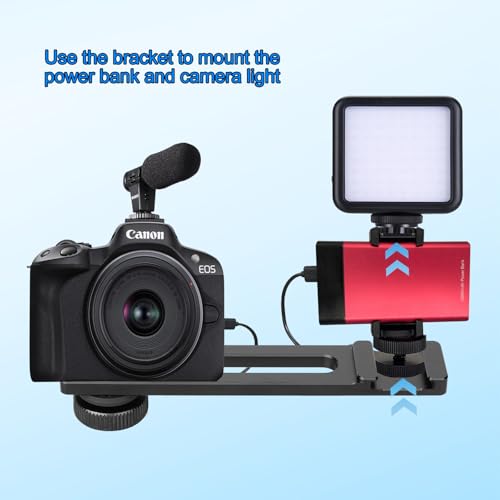 Suptig Adjustable Power Bank Holder with 2 Cold Shoe Mount for Camera Rig, Phone Mount.