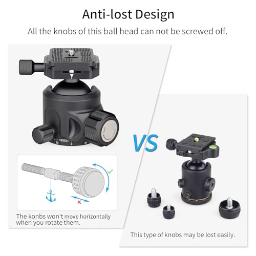 Low Profile Tripod Ball Head-INNOREL N44, Black, Panoramic CNC Metal Camera Tripod Ball Head with Two 1/4" Screw Arca Swiss Quick Release Plates for Tripod,Monopod,DSLR,Camcorder,Max Load 55lbs/25kg - size: N44-Black