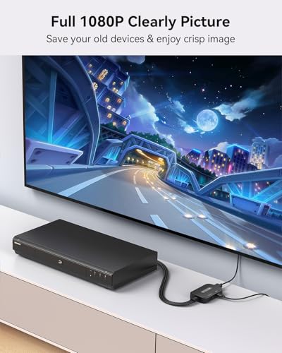 RCA to HDMI Adapter, AV to HDMI 3RCA CVBs Composite Video Audio Converter Adapter for TV Stick/Roku/Apple TV/PC/Laptop/Xbox/HDTV/DVD (with hdmi Cable & USB Cable) - color: Black-male