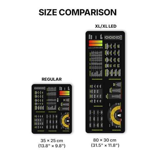 Mixing & Mastering Cheat Sheet Mousepad – 35×25cm (13.8"x9.8") & 80×30cm (31.5"x11.8") – Studio Desk Mat for Music Producers, DJs & Engineers – LED Version Available - size: XXL with LED (800x300mm)