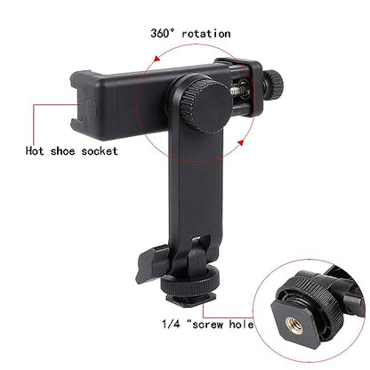 Multifunctional Universal Cell Phone Tripod Mount Adapter 360 Rotation Camera Hot Shoe Phone Holder Compatible with Canon Nikon Sony DSLR