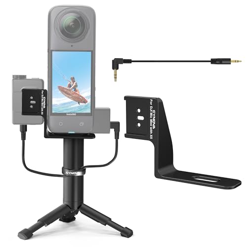 CYNOVA Mount for Insta360 X5 Accessories, Insta 360 X5 Cold Shoe Mount, Invisible Mic Bracket Designed Specifically for DJI Mic Mini（with 3.5mm Audio Cable and Fixed Velcro）