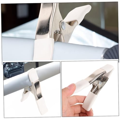 UKCOCO 4 Pack Heavy Duty Spring Clamps, 4 Inch Nickel-Plated A-Shape Metal Clips with PVC Protective Tips, White Tension Clamps for Woodworking, Backdrop Stand, Crafts and Wedding Dress Fitting