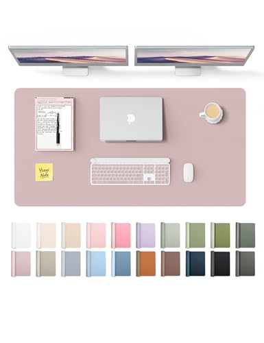 YSAGi Leather Desk Pad Protector, Office Desk Mat, Large Mouse Pad, Non-Slip PU Leather Desk Blotter, Laptop Desk Pad, Waterproof Desk Writing Pad for Office and Home(Grayish Lavender, 47.2" x 23.6") - color: Grayish Lavender, size: 47.2" x 23.6"