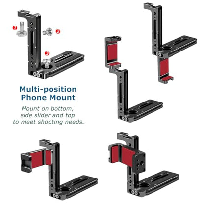 Camera L Bracket for Phone Mount,Camera Side Phone Holder with NATO Handle Rail Phone Rail 38mm Arca Style for Nikon Canon Sony SLR DSLR Camera Live/Vlog Accessories