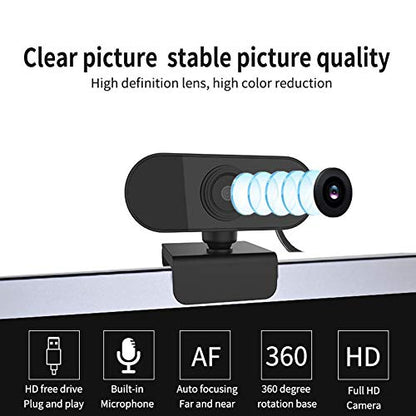 Webcam with Microphone, 1080P Desktop/Laptop Computer Camera, USB Webcam Plug and Play, PC Webcam for Live Streaming, Video Call, Conference, Recording, Online Classes, Game(Black)