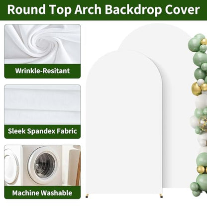 2 Pack Arch Backdrop Stand and Cover Set (7.2FT/6FT), Balloon Arch Stand, Metal Background Arch Stand, Backdrop Arch Frame, Wedding Arch for Backdrop (White Cover) - color: Arch with White Cover-(7.2FT/6FT)