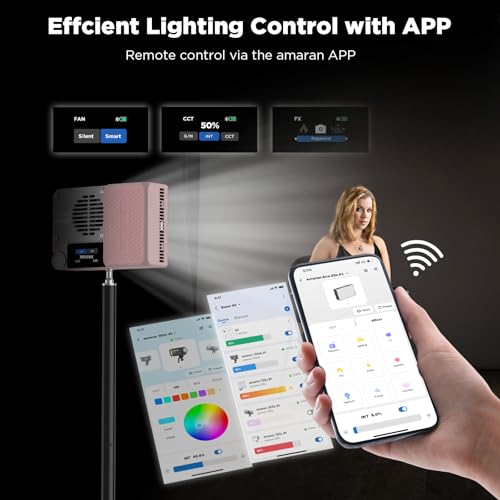 Amaran Ace 25c Pocket RGBWW LED Light, Boost Mode Up to 32W, Full-Color Mini Video Light (2,300-10,000K), 1,171 Lux@1m at 5,600K, 4500mAh Battery with PD Fast Charging for Mobile Creators (Pink) - color: Pink