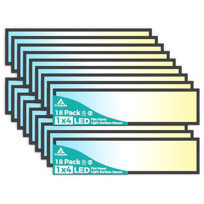 1x4 LED Flat Panel Light Surface Mount 50W 5500LM 18Pack Black | TRIAC Dimmable LED Ceiling Light, Selectable 3000K/4000K/5000K, 120V, for Garage, Kitchen, Office, Commercial Use - color: Black, size: 1x4FT 18PACK
