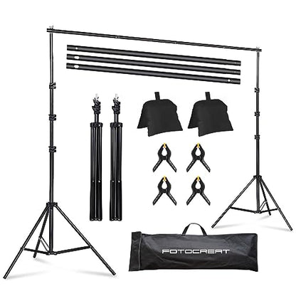Backdrop Stand 6.5x6.5ft Adjustable Photo Studio Background Stand Support Frame Heavy Duty Photo Backdrop Stand Kit for Parties Wedding With 3 Crossbars 4 Backdrop Clamps,2 Sandbags Carrybag - color: 6.5x6.5FT