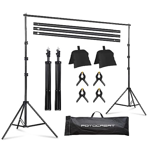 Backdrop Stand 6.5x6.5ft Adjustable Photo Studio Background Stand Support Frame Heavy Duty Photo Backdrop Stand Kit for Parties Wedding With 3 Crossbars 4 Backdrop Clamps,2 Sandbags Carrybag - color: 6.5x6.5FT