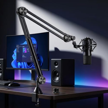 6-Inch Microphone Stand Extension Tube, Universal 5/8-27" Thread Heavy Duty Aluminum Alloy Mic Extender Pipe with 5/8" to 3/8" Adapter for Desk Base, Boom Arm, Podcast Setup