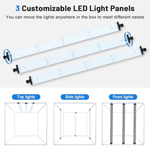 32x32 Inch Photo Studio Photo Light Box for Photography, 405 LED Large Lightbox with 3 Light Panel Stepless Dimming and Soft Light Cloth Professional Photo Background Shooting Tents - size: 32x32 in (3 LED Strips)