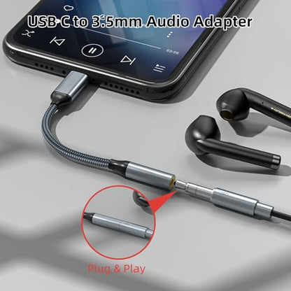 TIPSEAN USB C to 3.5mm Headphone Jack Adapter(2 Pack), USB-C to Aux Audio Dongle Cable for iPhone 17 Pro Max/17 Pro, 16/15 Pro Max, 16/15 Pro, Galaxy S23-S21 Ultra, Pixel, iPad Pro, MacBook (Black) - color: Black