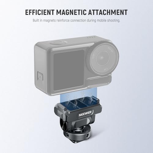 NEEWER Magnetic Mount Accessories Compatible with DJI Osmo 360 / Action 5 Pro / 4/3, Quick Release 160° Tilt Action Camera Adapter Mount with Cold Shoe, 1/4" Thread, AC012 Dark Gray - style: AC012 Dark Gray
