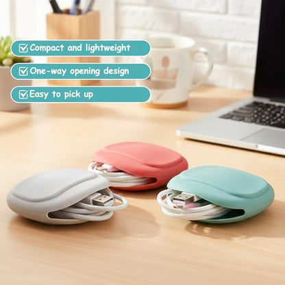3 Pcs Silicone Headphone Organizer Mini Wired Headphone Organizer Data Cable Storage Case Portable Silicone Pouch Key Box for Storing Earbuds Flash Drive Keys(Red-Grey-Green)