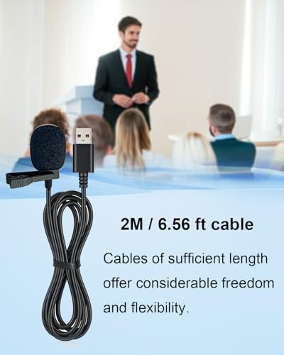 USB Lavalier Microphone for Computer, Omnidirectional Condenser USB-A Computer Microphone for Laptop, PC and Mac, Perfect Podcasting, Gaming, Streaming and Desktop Mic, 2M Cable
