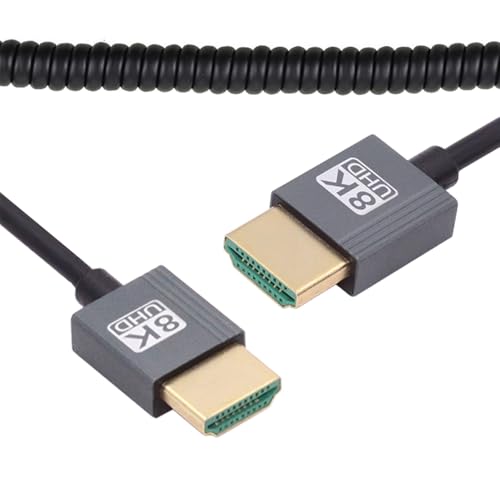 Cable HDMI 2.1 Male to HDMI Male 8K 60hz Stretch Coiled Cable for HDTV Computer Laptop Monitor (100cm) - style: HDMI Straight Type