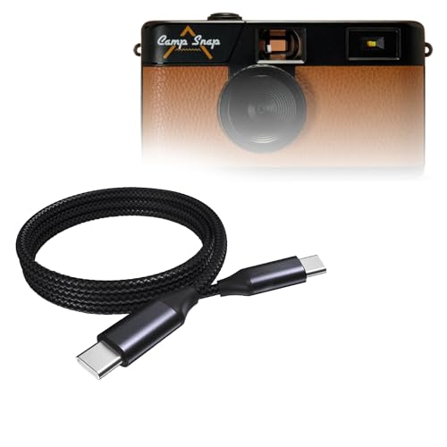 BoxWave Cable Compatible with Camp Snap Screen-Free Digital Camera - DirectSync PD Cable (3ft) - USB-C to USB-C (100W), Type C Braided Charge and Fast Sync - Jet Black