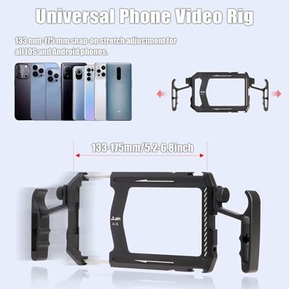 Foto4easy Universal Smartphone Video Rig,Aluminum Phone Video Stabilizer with Dual Handle Kit for iPhone for Samsung for Pixel and Other Android Phones