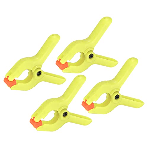 PATIKIL 2 Inch Spring Clamps, 4 Pack Plastic Flexible Anti-slip Strong Backdrop Clamp Clips for Stand DIY Project Photography Studio Craft, Yellow - color: Yellow