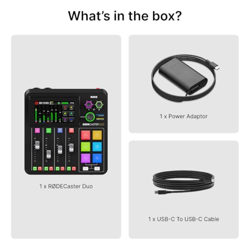 RØDE RØDECaster Duo Compact All-in-One Audio Production Solution for Podcasting, Streaming, Music Production and Content Creation (Black) - color: Black, style: RC Duo
