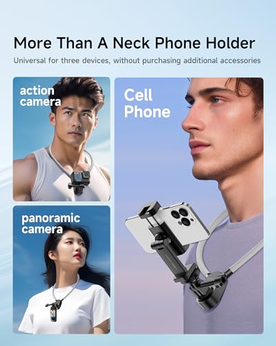 Magnetic Neck Phone Holder with Light, Hands Free Selfie Tripod Chest Mount Filming for iPhone 16 Samsung GoPro DJI Insta360, Neck Phone Holder for Recording POV Video Vlog - size: S7PRO Magnetic Version w Light