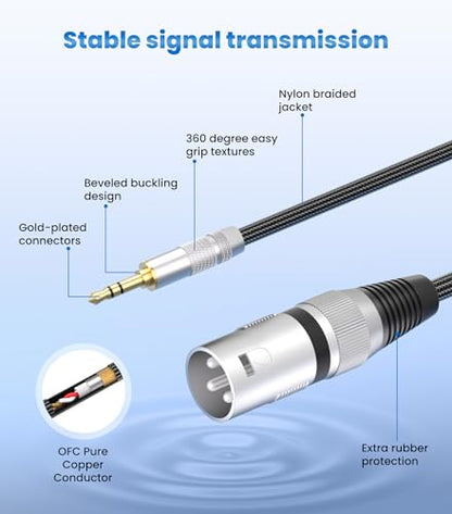Tisino 3.5mm to XLR Cable Unbalanced Mini Jack 1/8 inch to XLR Male Adapter Microphone Cord- 1.6ft/50cm - size: 1.6 feet