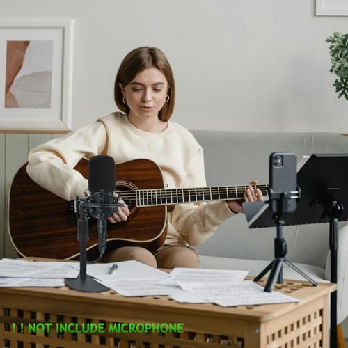 Upgraded AT2020 Desktop Mic Stand, Adjustable Mic Stand Desk with Shock Mount and Foam Windscreen for Audio Technica AT2020 AT2020USB+ AT2035 ATR2500 Condenser Mic