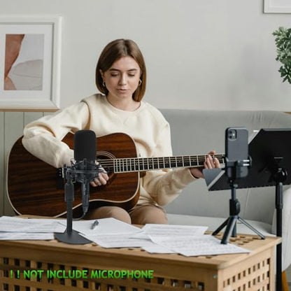 Upgraded AT2020 Desktop Mic Stand, Adjustable Mic Stand Desk with Shock Mount and Foam Windscreen for Audio Technica AT2020 AT2020USB+ AT2035 ATR2500 Condenser Mic