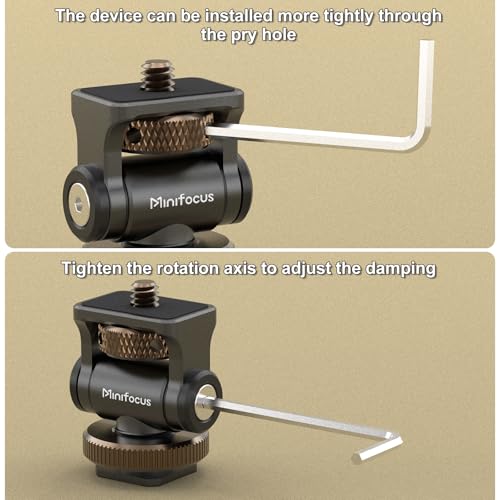 MINIFOCUS Camera Monitor Mount with Cold Shoe, 1/4" Screw for 5" & 7" Field Monitors, 160° Tilt Adjustable Holder for Field Monitor, LED, Flash and Video Shooting Photography Accessories - style: S1102-G