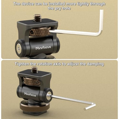 MINIFOCUS Camera Monitor Mount with Cold Shoe, 1/4" Screw for 5" & 7" Field Monitors, 160° Tilt Adjustable Holder for Field Monitor, LED, Flash and Video Shooting Photography Accessories - style: S1102-G