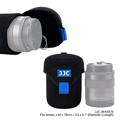 JJC Water Resistant Neoprene Camera Lens Pouch Case, Fold-Over Lens Bag for Mirrorless Lenses Up to 2.6 x 3.1(D X H) for Canon RF 50mm f/1.8, Sony FE 55mm f/1.8, Sigma 56mm f/1.4 etc. - size: 2.6 x 3.1"