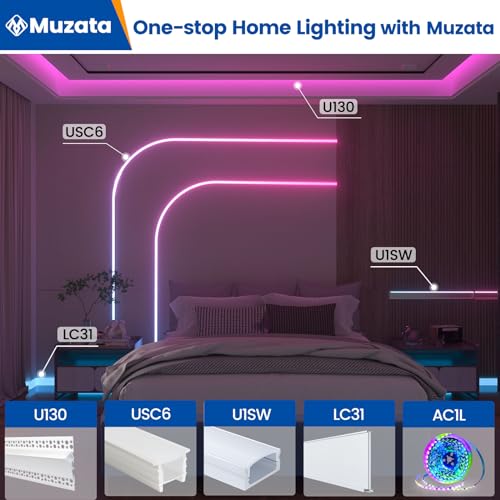 Muzata 10Pack 3.3FT/1M LED Channel Aluminum U Shape Silver LED Strip Diffuser Channel with Milky White Cover Easy Installation U1SW WW 1M - size: 10Pack