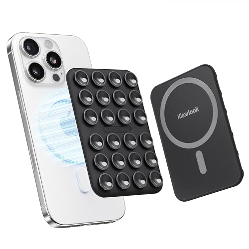 Klearlook Magnetic Suction Phone Mount for MagSafe Case, Removable Sticky Phone Grip Holder for Hands-Free Makeup/Selfie/Live Streaming/Vlog for TikTok & Instagram Influencer/Creator, Black - color: Black
