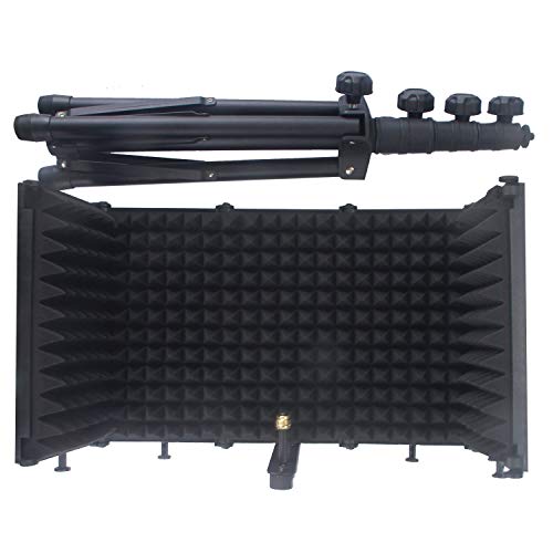 GLEAM Microphone Isolation Shield - Tripod Stand 2 ft 6" to 5 ft 10" Height Adjustable Stand Compatible w/Blue Yeti, AT2020, AKG, Rode Microphones