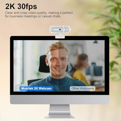 2K Webcam for PC, Webcam with Microphone and Tripod, Auto Light Correction, USB Camera Plug and Play, 90° Wide FOV, Privacy Cover, Works with Skype, Zoom, Meet, Teams, PC, Laptop, Mac, Tablet - style: 2K Webcam with Tripod and Mic