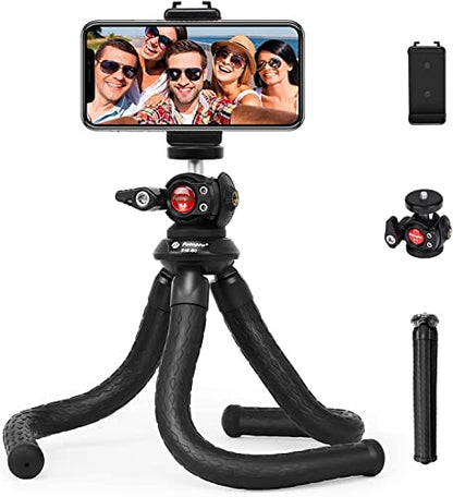 Fotopro RM-80 Flexible Tripod with Ball Head - Bendable Phone Stand for Travel Vlogging, Handheld Camera Mount, Compatible with Smartphones, Compact & Portable - style: RM-80+K2+SJ-85
