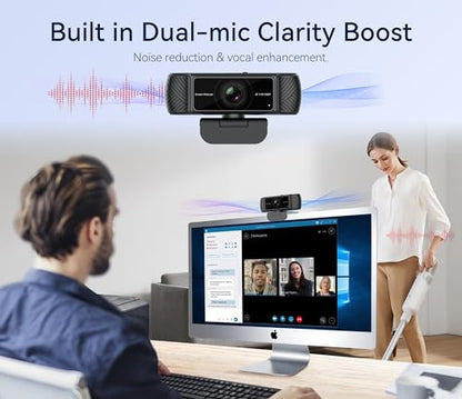 Streaming Webcam for PC, 1080P Computer Web Camera with Microphone | Built in Privacy Cover, AutoFocus, Auto Light Correction, Plug and Play, USB HD Web Cam for Laptop, Desktop, Mac, Zoom