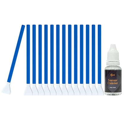 UES APS-C Sensor Cleaning Kit (APSC16) - 14pcs 16mm Sensor Cleaning Swabs & 15ml Alcohol-Free Sensor Cleaner - Compatible with Sony, Nikon, Canon, Fujifilm APS-C DSLR & Mirrorless Cameras