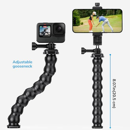 Phone Holder Clamp Gooseneck Mount Cell Phone Desk Clip for iPhone | Mobile Table Pole Stand Mount, for iPhone 17 16 15 14 Pro Max Plus 13 12 11 SE XS XR X 8 Samsung GoPro, Other 4-7'' Devices