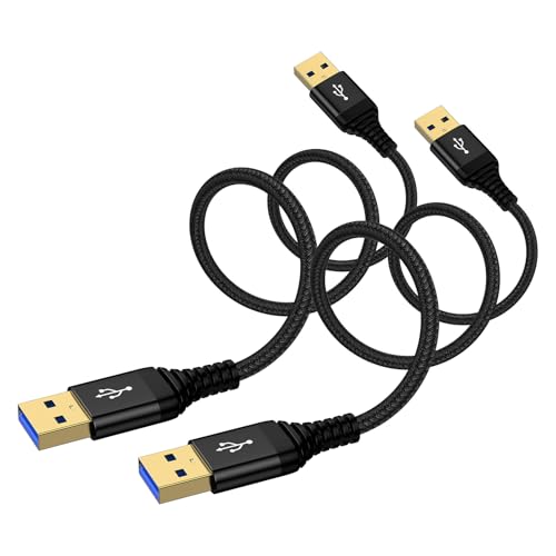 USB to USB Cable 3 ft, 2Pack USB3.0 Male to Male A to A Double Side USBCord for Data Transfer, Sound Bar, External Hard Driver, Computer PC Laptop Cooler, DVD Player, KVM, TV, Hub, Monitor, Set Up Box - color: Black