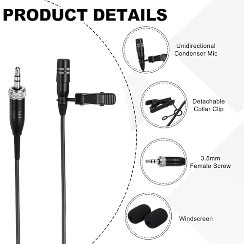 MECCANIXITY Lavalier Lapel Microphone, 3.5mm Female Screw Plug Condenser Collar Microphone 1m Wired Unidirectional Condense Mini Lapel Mic for Presenters Musicians Actors - style: 3.5mm Female Screw Plug
