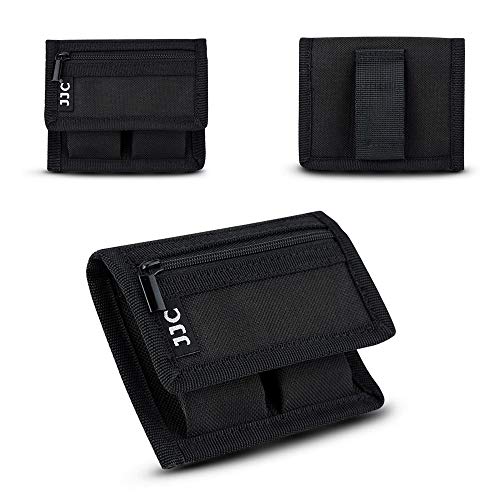 Camera Battery Pouch Holder Case for 2 PCS Sony NP-F550 NP-FW50 NP-FZ100 NP-BX1 Canon LP-E6 LP-E8 LP-E10 LP-E12 LP-E17 Fuji NP-W126 Nikon EN-EL14 EN-EL15 with Zipped Pocket to Store SD TF XQD CF Cards - size: 2 Slot+1 Zippered Pockets