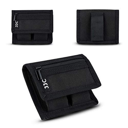 Camera Battery Pouch Holder Case for 2 PCS Sony NP-F550 NP-FW50 NP-FZ100 NP-BX1 Canon LP-E6 LP-E8 LP-E10 LP-E12 LP-E17 Fuji NP-W126 Nikon EN-EL14 EN-EL15 with Zipped Pocket to Store SD TF XQD CF Cards - size: 2 Slot+1 Zippered Pockets