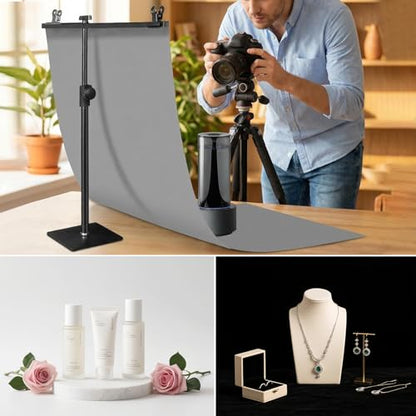 Photo Backdrop for Product Photography: Durable PVC Background Kit in 23.6x35.4in for Food & Small Product Photos - for Online Sellers & Content Creators (White Black & Grey)