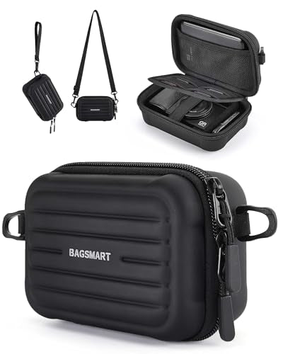 BAGSMART Digital Camera Case, Small Camera Bag with 2 Carrying Ways, Black | Lightweight Camera Sling Bag for Canon Powershnot ELPH 180/190/Sony DSCW800/DSCW830, Waterproof & Protective - color: Black
