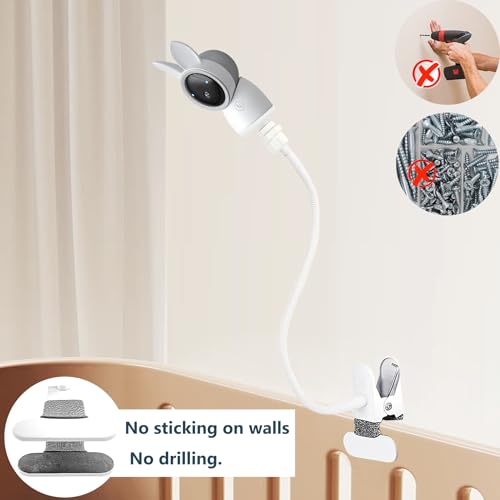 Baby Monitor Mount Holder Compatible with ARENTI 2K Alnanny A4/D3 and Other Baby Monitor Camera with 1/4" Threaded Hole, 16 inches Flexible Clip Mount, Baby Camera Mount Without Tools - color: Cream